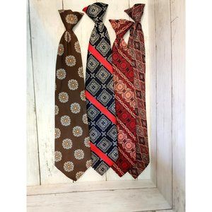 Vintage 1970s Clip On Neck Ties Lot of 4
